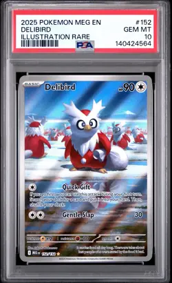 2025 POKEMON MEG EN-MEGA EVOLUTION ILLUSTRATION RARE #152 DELIBIRD PSA 10 - Image 1
