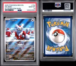 2025 POKEMON MEG EN-MEGA EVOLUTION ILLUSTRATION RARE #152 DELIBIRD PSA 10 - Image 3