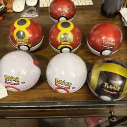 7 X Pokemon TCG Pokeball Tins Pokeball Ball E25 - Booster Packs New & Sealed - Image 1