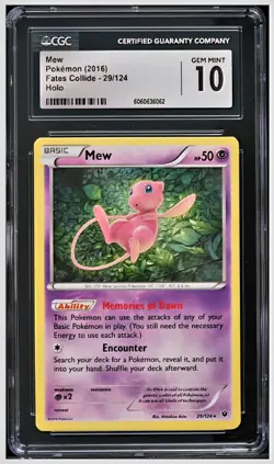 2016 😺 CGC 10 Mew 29/124 XY Fates Collide Holo Pokemon - Image 1