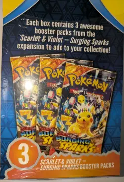 Pokemon Scarlet & Violet Surging Sparks Hanger Box - 3x Booster Packs Sealed New - Image 2