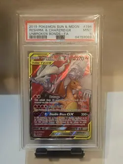 2019 Pokemon Reshiram & Charizard GX Full Art Unbroken Bonds 194/214 PSA 9 - Image 4