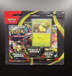Pokemon TCG Perfect Order 3 Pack Blister Chikorita Promo ME03 Sealed New - Image 1
