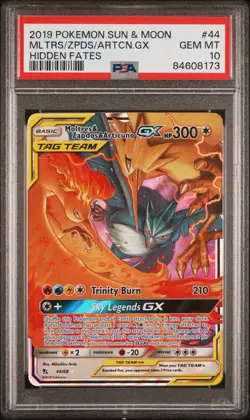 Moltres Zapdos Articuno GX 44/68 Hidden Fates Ultra Rare Holo PSA 10 Pokemon - Image 1