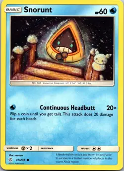 Snorunt 47/236 Common Cosmic Eclipse Pokemon Near Mint - Image 1