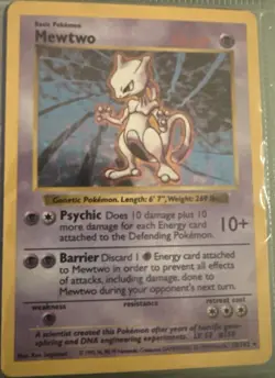 Pokemon Mewtwo 010/102 Base Set Shadowless Holo Rare Unlimited Edition - Image 1