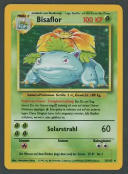1999 German Pokemon Base Set Bisaflor Venusaur Holo Rare 15/102 WOTC Vintage LP - Image 1
