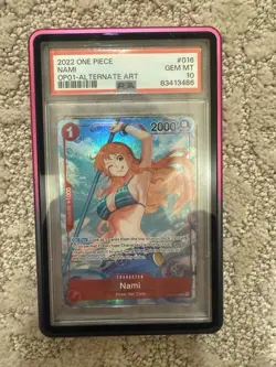 PSA 10 GEM MINT 2022 One Piece OP01-Alternate Art #016 Nami Pre-Errata - Image 1