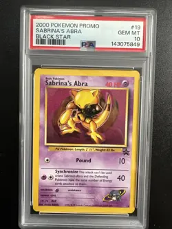 Pokemon PSA 10 GEM MINT 2000 Sabrina's Abra Black Star Promo Card - Image 1