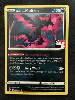 Galarian Moltres Pokemon Prize Pack Series 1 Promo Pokemon Card Play Stamp - Image 1