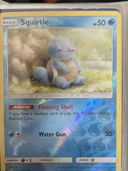 Pokemon Squirtle SM-Team Up 22/181 Reverse Holo Basic 50 HP Floating Shell Card - Image 1