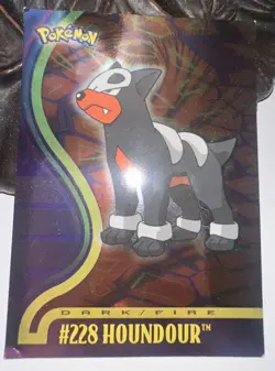 Houndour # 228 Pokemon Card Topps TV Animation Edition - Image 1