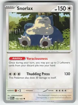 Snorlax 143/165 Uncommon 151 Pokemon Near Mint - Image 1