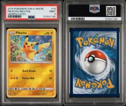 2019 POKEMON SUN & MOON HIDDEN FATES #19 PIKACHU-REVERSE FOIL PSA 9 - Image 3