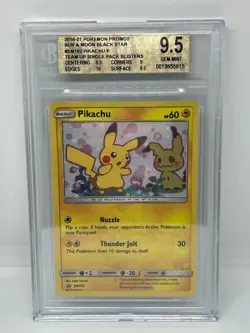 Pikachu SM162 Team Up Blister Sun & Moon Black Star Pokemon Promo - BGS 9.5 Gem - Image 1