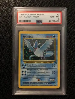 PSA MINT 8 Pokemon Articuno 2/62 Fossil Unlimited Holo Rare - Image 1