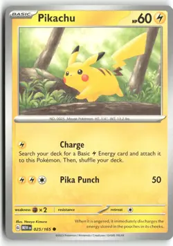 Pikachu 025/165 Common 151 Pokemon Near Mint - Image 1