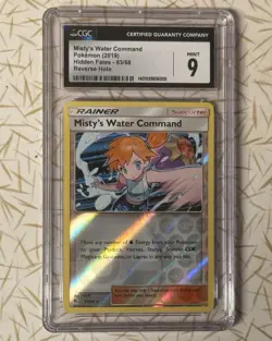 Pokemon Misty's Water Command 63/68 Hidden Fates Reverse Holo CGC Graded 9 - Image 1