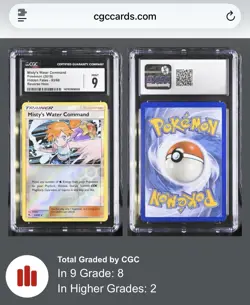 Pokemon Misty's Water Command 63/68 Hidden Fates Reverse Holo CGC Graded 9 - Image 3