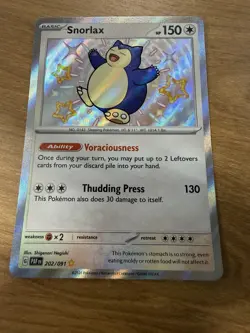 Pokemon Paldean Fates Snorlax Shiny Rare Holo #202/091 VERY FAST SHIPPING - Image 1
