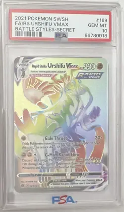 2021 Pokemon SWSH FA/RS Urshifu VMax Battle Styles-Secret #169 PSA 10 - Image 1