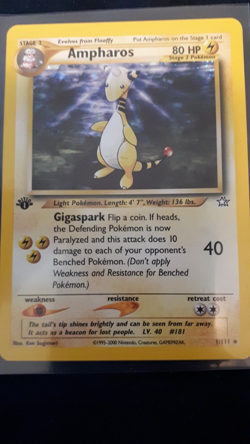 Pokemon! Ampharos 1st Edition Holo Rare Neo Genesis Breath Swirl 1/111 NM-Mint - Image 2