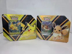 POKEMON TCG V POWERS PIKACHU V & EEVEE V TIN BRAND NEW FACTORY SEALED.. 820650807398 - Image 1