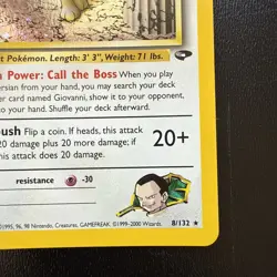 Giovanni's Persian 8/132 Gym Challenge Holo Pokemon WOTC MP / LP - Image 5