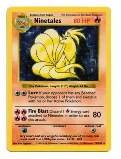 Pokemon Card: Ninetales HOLO 12/102 Shadowless Base Set Vintage Rare! EX/NM - Image 1