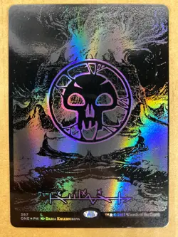 MTG 1x OIL SLICK RAISED FOIL Swamp 367 Phyrexia All Will Be One Magic the x1 NM - Image 1