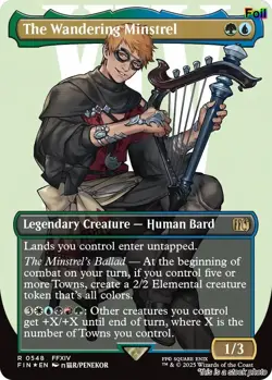 The Wandering Minstrel (Borderless) (Surge Foil) [FIN - 548] - LP TCG MTG - Image 1