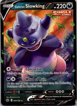 2021 Pokemon SWSH Chilling Reign 099 Galarian Slowking V Ultra Rare Holo - Image 1