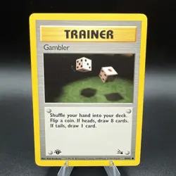 Pokemon Gambler #60/62 Fossil 1st Edition Regular Common English 1999 Trainer - Image 1
