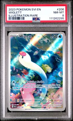 2023 POKEMON SVI EN-SCARLET & VIOLET ILLUSTRATION RARE #206 WIGLETT PSA 8 - Image 1
