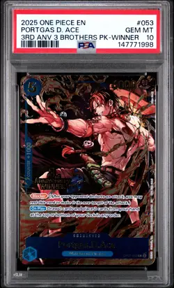 2025 ONE PIECE 3RD ANNIVERSARY TOURNAMENT 3 BROTHERS PACK PORTGAS D. ACE PSA 10 - Image 1