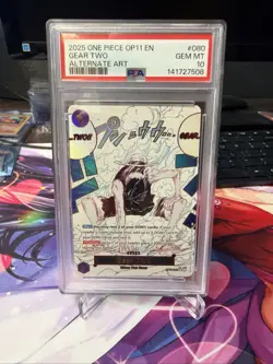 2025 ONE PIECE OP11 A FIST OF DIVINE SPEED ALTERNATE ART #080 GEAR TWO PSA 10 - Image 1