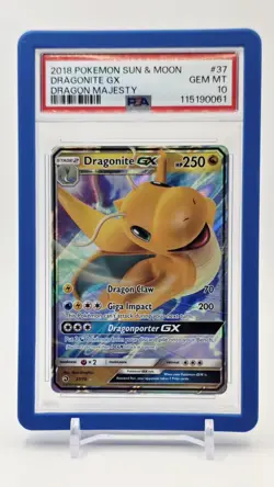 2018 Pokemon Sun & Moon Dragon Majesty Dragonite GX Holo Card #37/70 PSA 10 - Image 1