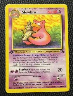 Slowbro 1st Edition 43/62 LP Fossil Regular Uncommon Pokemon TCG Card - Image 1