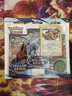 Pokemon TCG Chilling Reign Triple Blister Pack - Eevee Promo - Sealed - Image 1