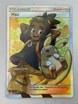 Hau - 144/145 - Pokemon Guardians Rising Sun & Moon Full Art Ultra Rare LP - Image 1