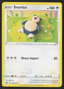 Snorlax 109/159 Rare Crown Zenith Pokemon Near Mint - Image 1