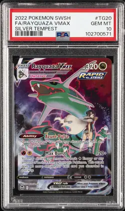 2022 POKEMON SWORD & SHIELD SILVER TEMPEST #TG20 FULL ART/RAYQUAZA VMAX PSA 10 - Image 1