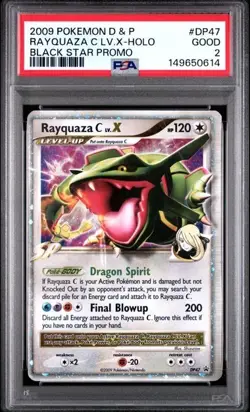 PSA 2 2009 Pokemon Diamond Pearl Black Star Promo Rayquaza C Lv.X Holo Foil DP47 - Image 1