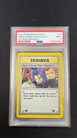 2000 POKEMON ROCKET 1ST EDITION #15 HERE COMES TEAM ROCKET!-HOLO PSA 9 - Image 1