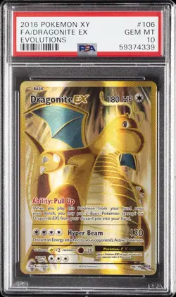 2016 POKEMON XY EVOLUTIONS #106 FULL ART/DRAGONITE EX PSA 10 - Image 1