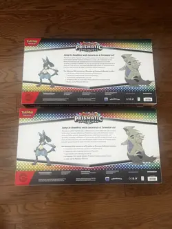 Lot of 2 Pokemon Prismatic Evolutions Lucario Ex Tyranitar Ex Premium Collection - Image 2