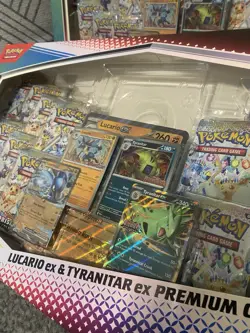 Pokemon Prismatic Evolutions Lucario EX Tyranitar Ex Premium Collection LOT OF 2 - Image 2