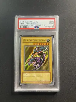YUGIOH PSA 9 Gaia the Fierce Knight LOB-006 Ultra Rare Unlimited Original 2002 - Image 1