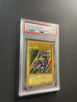 YUGIOH PSA 9 Gaia the Fierce Knight LOB-006 Ultra Rare Unlimited Original 2002 - Image 2