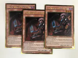 3x Yugioh Alich, Malebranche of the Burning Abyss Gold Rare 1st Ed PGL3-EN047 MP - Image 1